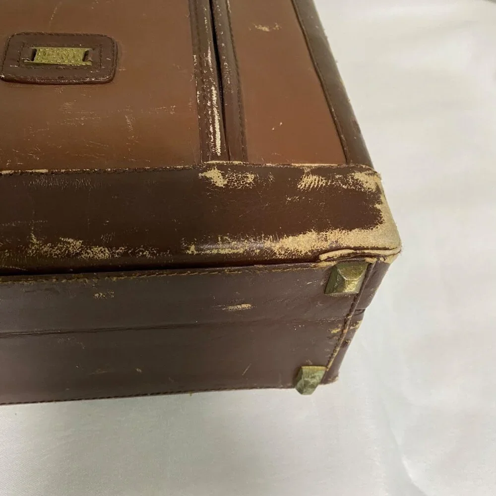 Vintage LAND Leather Briefcase 4” wide with brass combination locks